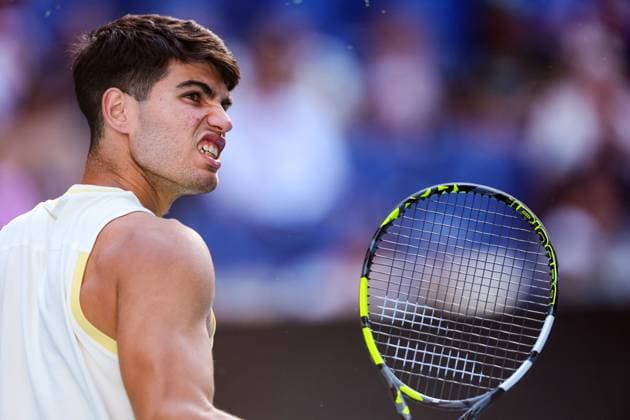 Carlos Alcaraz (ESP) during his second round match Australian Open, Day Five, Tennis, Melbourne Park, Melbourne, Australia - 18 Jan 2024  Copyright: xEllaxLing Shutterstockx 14305074ba