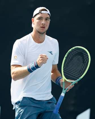 Jan Lennard Struff makes a fist and cheers,cheers,joy,emotion, Australian Open 2024, Melbourne Park, Melbourne, Victoria, Australia Copyright: xJuergenxHasenkopfx