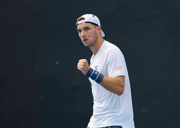 Jan Lennard Struff makes a fist and cheers,cheers,joy,emotion, Australian Open 2024, Melbourne Park, Melbourne, Victoria, Australia Copyright: xJuergenxHasenkopfx
