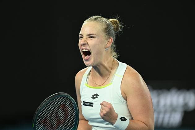 TENNIS AUSTRALIAN OPEN, Anna Blinkova of Russia celebrates apoint during the longest tie break in WTA, Tennis Damen Grand Slam history during her 2nd round win over Elena Rybakina of Kazakhstan on Day 5 of the 2024 Australian Open at Melbourne Park in Melbourne, Thursday, January 18, 2024. ( NO ARCHIVING, EDITORIAL USE ONLY, NO USE IN BOOKS WITHOUT CONSENT MELBOURNE VICTORIA AUSTRALIA  Copyright: xJAMESxROSSx 20240118001890574279