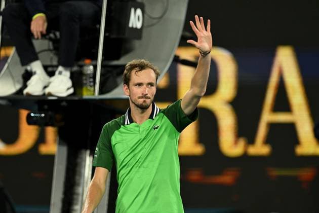 TENNIS AUSTRALIAN OPEN, Daniil Medvedev of Russia celebrates after winning his 2nd round match against Emil Ruusuvuori of Finland on Day 5 of the 2024 Australian Open at Melbourne Park in Melbourne, Thursday, January 18, 2024. ( NO ARCHIVING, EDITORIAL USE ONLY, NO USE IN BOOKS WITHOUT CONSENT MELBOURNE VICTORIA AUSTRALIA  Copyright: xLUKASxCOCHx 20240119001890659548