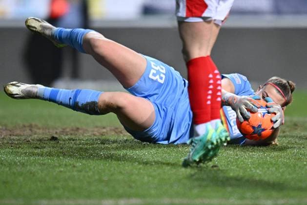 Carina Schluter, goalie of St. Polten in action during the St. Polten vs. Slavia Praha UEFA Women s Champions League match in Mlada Boleslav, Czech Republic, January 18, 2024. (CTKxPhoto RadekxPetrasek) CTKPhotoP2024011808002  CTKPhotoP2024011808002