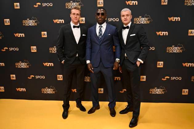 70th Belgian Golden Shoe award ANTWERPEN, BELGIUM - JANUARY 18 : Somers Thibo midfielder of Cercle Brugge, Denkey Kevin of Cercle Brugge, Siquet Hugo defender of Cercle Brugge pictured during the annual Golden Shoe award show at the Antwerp Avenue TV studio on January 18, 2024 in Antwerpen, Belgium, 18 01 2024 Antwerpen Belgium  Copyright: xNicoxVereeckenx