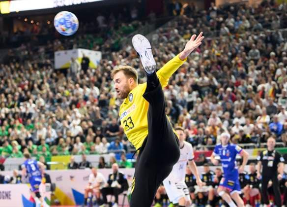 Goalkeeper Andreas WOLFF GER Action, Germany GER vs Iceland ISL , 1 Matchday Main Round Main Round in Cologne, on 18 01 2024 European Mens Handball Championship, from 10 01 28 01 2024 in Germany
