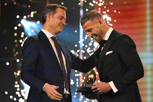 70th Belgian Golden Shoe award ANTWERPEN, BELGIUM - JANUARY 18 : De Croo Alexander and Alderweireld Toby defender of Antwerp FC pictured during the annual Golden Shoe award show at the Antwerp Avenue TV studio on January 18, 2024 in Antwerpen, Belgium, 18 01 2024 Antwerpen Belgium  Copyright: xNicoxVereeckenx