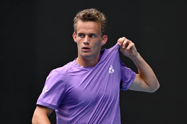 TENNIS AUSTRALIAN OPEN, Luca Van Assche of France in action during his 3rd round match against Stefanos Tsitsipas of Greece on Day 6 of the 2024 Australian Open at Melbourne Park in Melbourne, Friday, January 19, 2024. ( NO ARCHIVING, EDITORIAL USE ONLY, NO USE IN BOOKS WITHOUT CONSENT MELBOURNE VICTORIA AUSTRALIA  Copyright: xLUKASxCOCHx 20240119001890851567