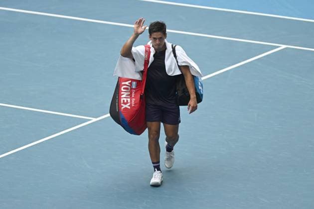 TENNIS AUSTRALIAN OPEN, Sebastian Baez of Argentina walks from the court following his 3rd round loss to Jannik Sinner of Italy on Day 6 of the 2024 Australian Open at Melbourne Park in Melbourne, Friday, January 19, 2024. ( NO ARCHIVING, EDITORIAL USE ONLY, NO USE IN BOOKS WITHOUT CONSENT MELBOURNE VICTORIA AUSTRALIA  Copyright: xLUKASxCOCHx 20240119001890859229