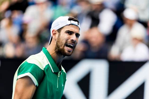 MELBOURNE, VIC - JANUARY 19: Karen Khachanov of Russia in action during the 3rd round of the 2024 Australian Open on January 19 2024, at Melbourne Park in Melbourne, Australia. (Photo by Jason Heidrich Icon Sportswire) TENNIS: JAN 19 Australian Open EDITORIAL USE ONLY Icon240119028