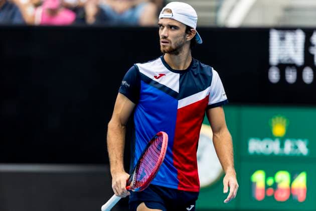 MELBOURNE, VIC - JANUARY 19: Tomas Machac of the Czech Republic in action during the 3rd round of the 2024 Australian Open on January 19 2024, at Melbourne Park in Melbourne, Australia. (Photo by Jason Heidrich Icon Sportswire) TENNIS: JAN 19 Australian Open EDITORIAL USE ONLY Icon240119040