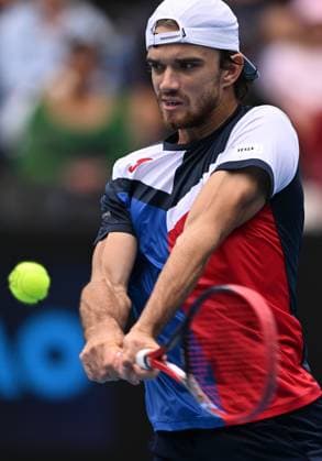 Tomas Machac (CZE) in action during his third round match Australian Open, Day Five, Tennis, Melbourne Park, Melbourne, Australia - 19 Jan 2024  Copyright: xJamesxGourley Shutterstockx 14306728av