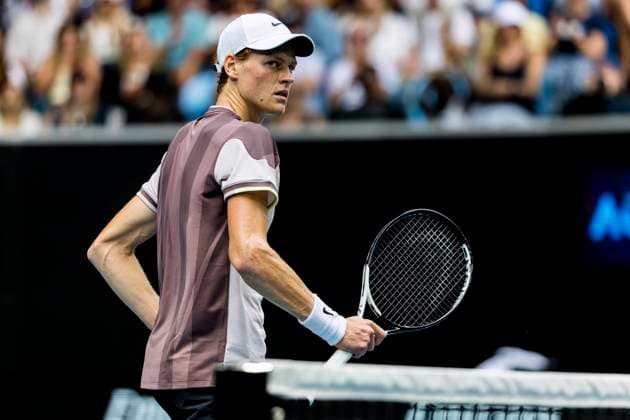 MELBOURNE, VIC - JANUARY 19: Jannik Sinner of Italy in action during the 3rd round of the 2024 Australian Open on January 19 2024, at Melbourne Park in Melbourne, Australia. (Photo by Jason Heidrich Icon Sportswire) TENNIS: JAN 19 Australian Open EDITORIAL USE ONLY Icon240119075
