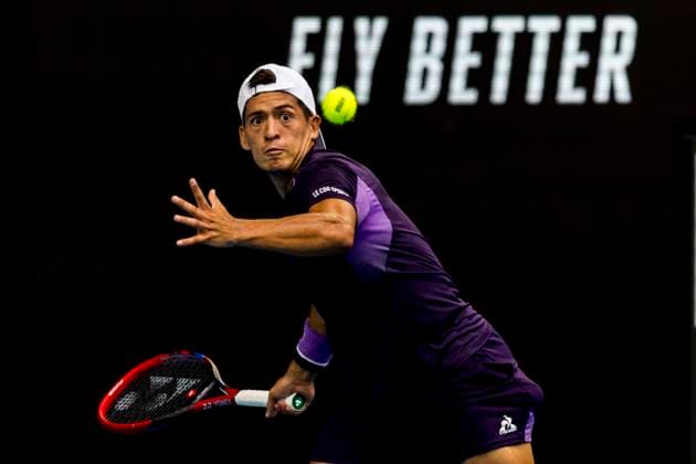 MELBOURNE, VIC - JANUARY 19: Sebastian Baez of Argentina in action during the 3rd round of the 2024 Australian Open on January 19 2024, at Melbourne Park in Melbourne, Australia. (Photo by Jason Heidrich Icon Sportswire) TENNIS: JAN 19 Australian Open EDITORIAL USE ONLY Icon240119103