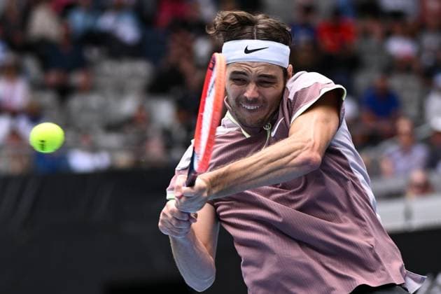 TENNIS AUSTRALIAN OPEN, Taylor Fritz of the USA in action during his 3rd round match against Fabian Marozsan of Hungary on Day 6 of the 2024 Australian Open at Melbourne Park in Melbourne, Friday, January 19, 2024. ( NO ARCHIVING, EDITORIAL USE ONLY, NO USE IN BOOKS WITHOUT CONSENT MELBOURNE VICTORIA AUSTRALIA  Copyright: xJOELxCARRETTx 20240119001890871386