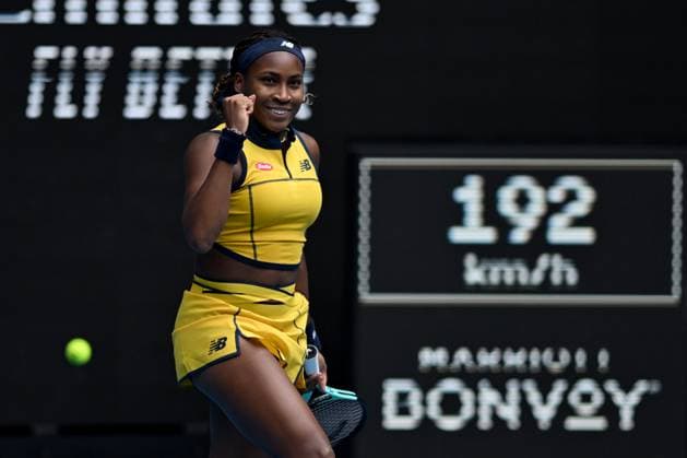 TENNIS AUSTRALIAN OPEN, Coco Gauff of the USA celebrates match point during her 3rd round win over Alycia Parks of the USA on Day 6 of the 2024 Australian Open at Melbourne Park in Melbourne, Friday, January 19, 2024. ( NO ARCHIVING, EDITORIAL USE ONLY, NO USE IN BOOKS WITHOUT CONSENT MELBOURNE VICTORIA AUSTRALIA  Copyright: xJAMESxROSSx 20240119001890872514