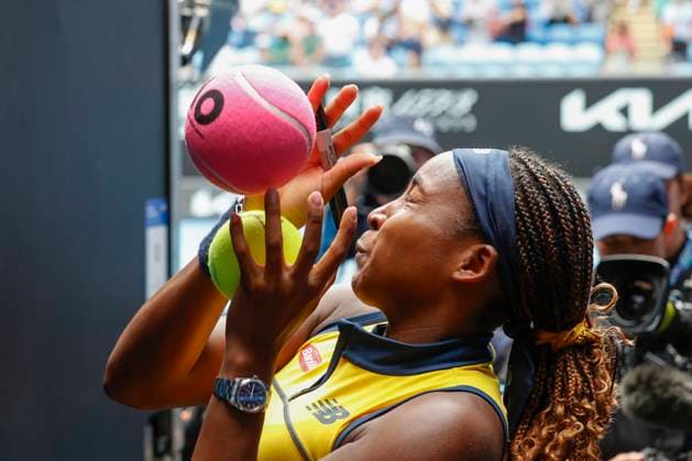 Coco Gauff signs autographs after her match, Australian Open 2024, Melbourne Park, Melbourne, Victoria, Australia Copyright: xJuergenxHasenkopfx