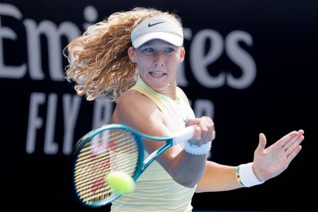 January 19, 2024: MIRRA ANDREEVA of the Russian Federation in action against DIANE PARRY of France on Court 3 in a Women s Singles 3rd round match on day 6 of the 2024 Australian Open in Melbourne, Australia. Cal Media USA - ZUMAc04_ 20240119_faf_c04_014 Copyright: xSydneyxLowx