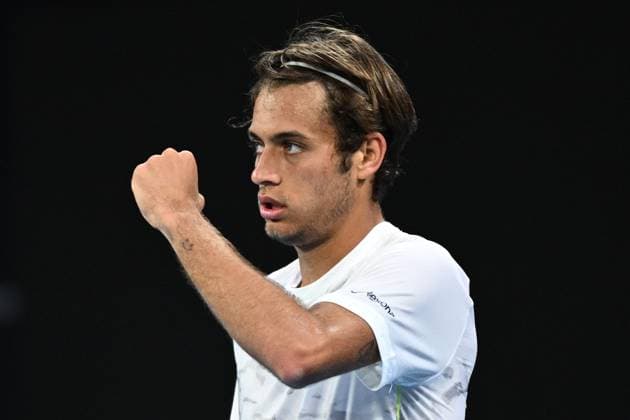 TENNIS AUSTRALIAN OPEN, Flavio Cobolli of Italy reacts during his 3rd round match against Alex De Minaur of Australia on Day 6 of the 2024 Australian Open at Melbourne Park in Melbourne, Friday, January 19, 2024. ( NO ARCHIVING, EDITORIAL USE ONLY, NO USE IN BOOKS WITHOUT CONSENT MELBOURNE VICTORIA AUSTRALIA  Copyright: xJOELxCARRETTx 20240119001890935215