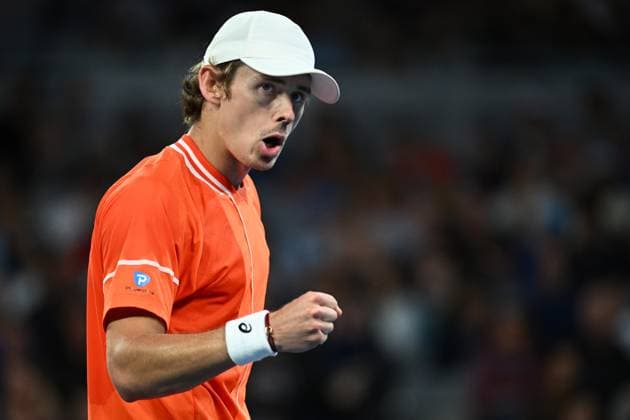 TENNIS AUSTRALIAN OPEN, Alex De Minaur of Australia reacts during his 3rd round match against Flavio Cobolli of Italy on Day 6 of the 2024 Australian Open at Melbourne Park in Melbourne, Friday, January 19, 2024. ( NO ARCHIVING, EDITORIAL USE ONLY, NO USE IN BOOKS WITHOUT CONSENT MELBOURNE VICTORIA AUSTRALIA  Copyright: xJOELxCARRETTx 20240119001890940591