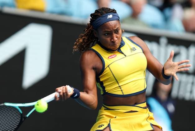 (240119) -- MELBOURNE, Jan. 19, 2024 -- Coco Gauff of the United States hits a return during the women s singles third round match between Coco Gauff of the United States and her compatriot Alycia Parks at Australian Open tennis tournament in Melbourne, Australia, Jan. 19, 2024. ) (SP)AUSTRALIA-MELBOURNE-TENNIS-AUSTRALIAN OPEN MaxPing 