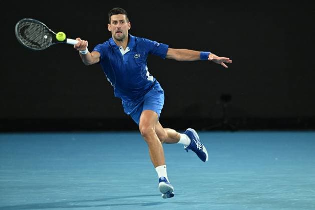 TENNIS AUSTRALIAN OPEN, Novak Djokovic of Serbia in action during his 3rd round match against Tomas Martin Etcheverry of Argentina on Day 6 of the 2024 Australian Open at Melbourne Park in Melbourne, Friday, January 19, 2024. ( NO ARCHIVING, EDITORIAL USE ONLY, NO USE IN BOOKS WITHOUT CONSENT MELBOURNE VICTORIA AUSTRALIA  Copyright: xJAMESxROSSx 20240119001890953217