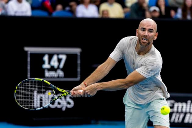MELBOURNE, VIC - JANUARY 19: Adrian Mannarino of France in action during the 3rd round of the 2024 Australian Open on January 19 2024, at Melbourne Park in Melbourne, Australia. (Photo by Jason Heidrich Icon Sportswire) TENNIS: JAN 19 Australian Open EDITORIAL USE ONLY Icon240119155