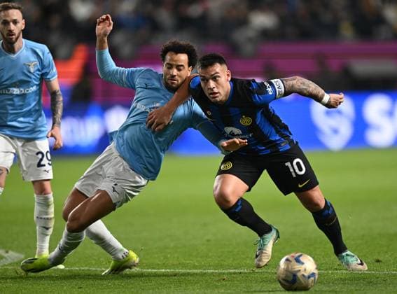 Db Riyad (Arabia Saudita) 19 01 2024 - Supercoppa Italiana Inter-Lazio foto Daniele Buffa Image nella foto: Lautaro Martinez-Felipe Anderson 