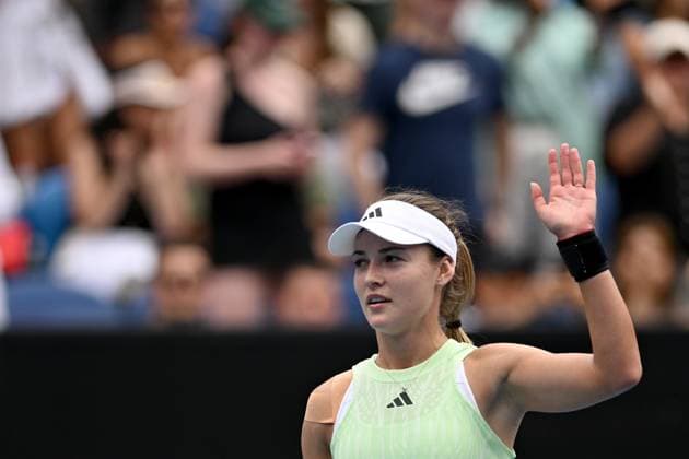 TENNIS AUSTRALIAN OPEN, Anna Kalinskaya of Russia celebrates her round 3 win against Sloane Stephens of the USA on Day 7 of the 2024 Australian Open at Melbourne Park in Melbourne, Saturday, January 20, 2024. ( NO ARCHIVING, EDITORIAL USE ONLY, NO USE IN BOOKS WITHOUT CONSENT MELBOURNE VICTORIA AUSTRALIA  Copyright: xLUKASxCOCHx 20240120001891246690