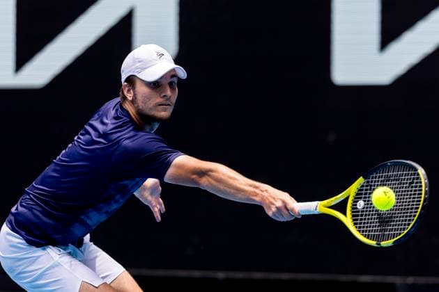 MELBOURNE, VIC - JANUARY 20: Miomir Kecmanovic of Serbia in action during the 3rd round of the 2024 Australian Open on January 20 2024, at Melbourne Park in Melbourne, Australia. (Photo by Jason Heidrich Icon Sportswire) TENNIS: JAN 20 Australian Open EDITORIAL USE ONLY Icon240120062
