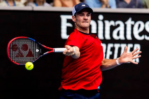MELBOURNE, VIC - JANUARY 20: Tommy Paul of the United States of America in action during the 3rd round of the 2024 Australian Open on January 20 2024, at Melbourne Park in Melbourne, Australia. (Photo by Jason Heidrich Icon Sportswire) TENNIS: JAN 20 Australian Open EDITORIAL USE ONLY Icon240120095