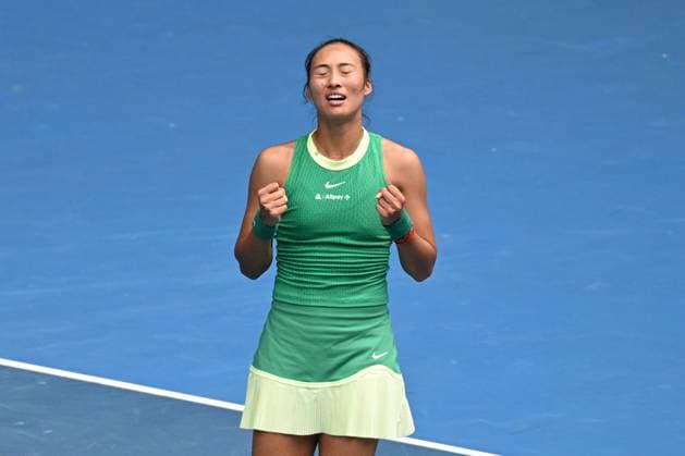 Tennis 2024: Australian Open Day 7 January 20, 2024: 12th seed QINWEN ZHENG of China celebrates after defeating YAFAN WANG of China on Rod Laver Arena in a Women s Singles 3rd round match on day 7 of the 2024 Australian Open in Melbourne, Australia. Sydney Low Cal Media(Credit Image: Â Sydney Low Cal Sport Media) California USA EDITORIAL USE ONLY Copyright: xx ZUMA-20240120_faf_c04_012.jpg SydneyxLowx csmphotothree224615