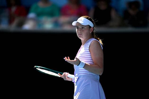 TENNIS AUSTRALIAN OPEN, Jelena Ostapenko of Latvia reacts during her round 3 match against and Victoria Azarenka of Belarus on Day 7 of the 2024 Australian Open at Melbourne Park in Melbourne, Saturday, January 20, 2024. ( NO ARCHIVING, EDITORIAL USE ONLY, NO USE IN BOOKS WITHOUT CONSENT MELBOURNE VICTORIA AUSTRALIA  Copyright: xLUKASxCOCHx 20240120001891271911