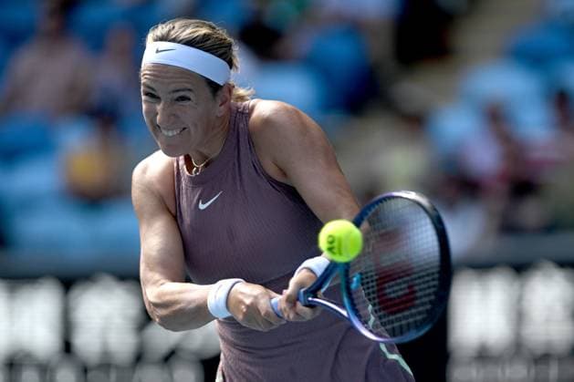 TENNIS AUSTRALIAN OPEN, Victoria Azarenka of Belarus in action during her round 3 match against and Jelena Ostapenko of Latvia on Day 7 of the 2024 Australian Open at Melbourne Park in Melbourne, Saturday, January 20, 2024. ( NO ARCHIVING, EDITORIAL USE ONLY, NO USE IN BOOKS WITHOUT CONSENT MELBOURNE VICTORIA AUSTRALIA  Copyright: xLUKASxCOCHx 20240120001891273257