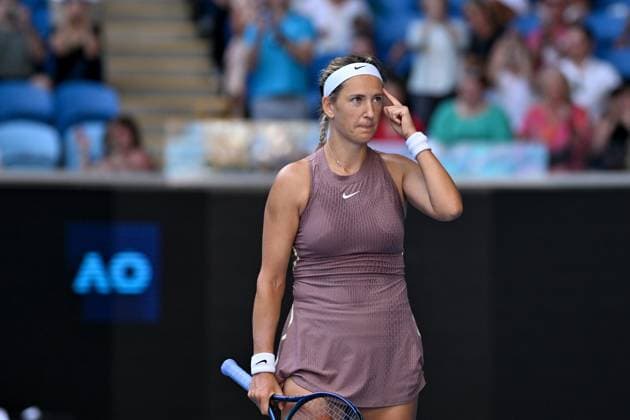 TENNIS AUSTRALIAN OPEN, Victoria Azarenka of Belarus celebrates match point during her round 3 win against Jelena Ostapenko of Latvia on Day 7 of the 2024 Australian Open at Melbourne Park in Melbourne, Saturday, January 20, 2024. ( NO ARCHIVING, EDITORIAL USE ONLY, NO USE IN BOOKS WITHOUT CONSENT MELBOURNE VICTORIA AUSTRALIA  Copyright: xLUKASxCOCHx 20240120001891278940