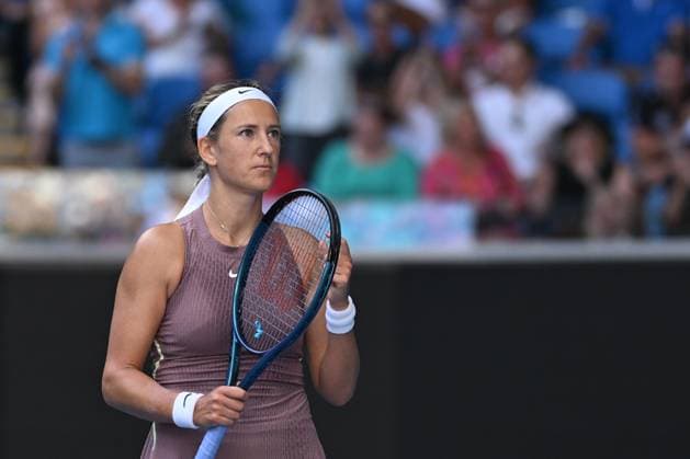 TENNIS AUSTRALIAN OPEN, Victoria Azarenka of Belarus celebrates match point during her round 3 win against Jelena Ostapenko of Latvia on Day 7 of the 2024 Australian Open at Melbourne Park in Melbourne, Saturday, January 20, 2024. ( NO ARCHIVING, EDITORIAL USE ONLY, NO USE IN BOOKS WITHOUT CONSENT MELBOURNE VICTORIA AUSTRALIA  Copyright: xLUKASxCOCHx 20240120001891278988