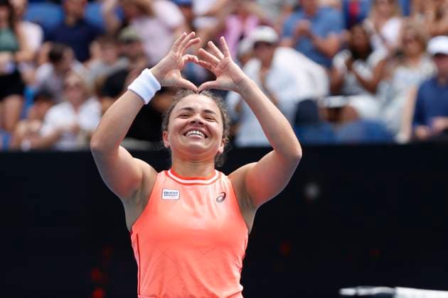 January 20, 2024, Melbourne, Victoria, Australia: Jasmine Paolini (ITA) celebrates at the end of the their round three singles match against Anna Blinkova on day seven of the 2024 Australian Open at Melbourne Park on January 20, 2024 in Melbourne, Australia. Melbourne Australia - ZUMAl131 20240120_zsp_l131_034 Copyright: xCiroxDexLucax
