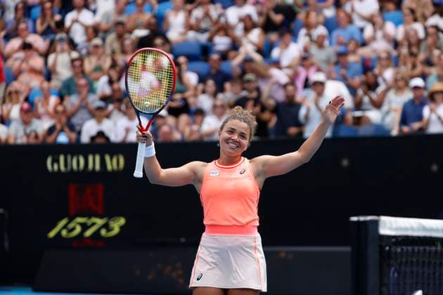 January 20, 2024, Melbourne, Victoria, Australia: Jasmine Paolini (ITA) celebrates at the end of the their round three singles match against Anna Blinkova on day seven of the 2024 Australian Open at Melbourne Park on January 20, 2024 in Melbourne, Australia. Melbourne Australia - ZUMAl131 20240120_zsp_l131_035 Copyright: xCiroxDexLucax