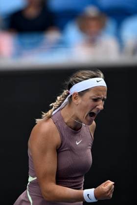 TENNIS AUSTRALIAN OPEN, Victoria Azarenka of Belarus celebrates during her round 3 win against Jelena Ostapenko of Latvia on Day 7 of the 2024 Australian Open at Melbourne Park in Melbourne, Saturday, January 20, 2024. ( NO ARCHIVING, EDITORIAL USE ONLY, NO USE IN BOOKS WITHOUT CONSENT MELBOURNE VICTORIA AUSTRALIA  Copyright: xLUKASxCOCHx 20240120001891280066
