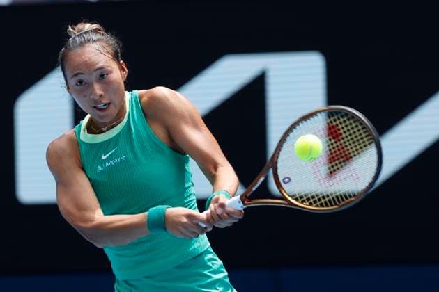 January 20, 2024, Melbourne, Victoria, Australia: Qinwen Zheng (CHN) in action during their round three singles match against Yafan Wang (CHN) on day seven of the 2024 Australian Open at Melbourne Park on January 20, 2024 in Melbourne, Australia. Melbourne Australia - ZUMAl131 20240120_zsp_l131_048 Copyright: xCiroxDexLucax