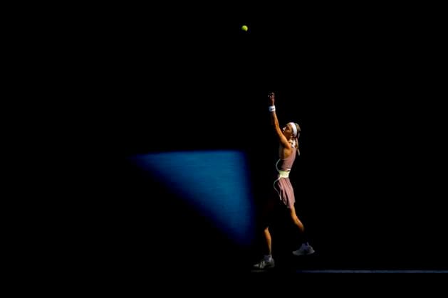 MELBOURNE, VIC - JANUARY 20: Victoria Azarenka of Belarus in action during the 3rd round of the 2024 Australian Open on January 20 2024, at Melbourne Park in Melbourne, Australia. (Photo by Jason Heidrich Icon Sportswire) TENNIS: JAN 20 Australian Open EDITORIAL USE ONLY Icon240120199