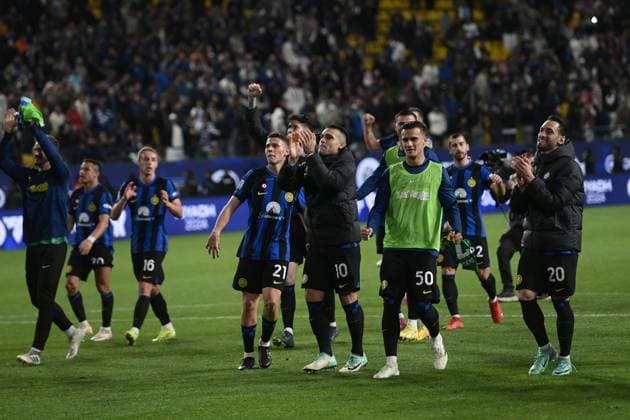 Final joy (Inter) during the Italian Italy SuperCup match between Inter 3-0 Lazio at Al -Awwal Stadium on Riyad January 19 , 2023 in Florence Italy. Noxthirdxpartyxsales  (241304111)