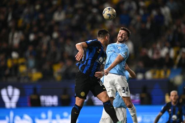 Mario Gila (Lazio)Lautaro Martinez (Inter) during the Italian Italy SuperCup match between Inter 3-0 Lazio at Al -Awwal Stadium on Riyad January 19 , 2023 in Florence Italy. Noxthirdxpartyxsales  (241304260)