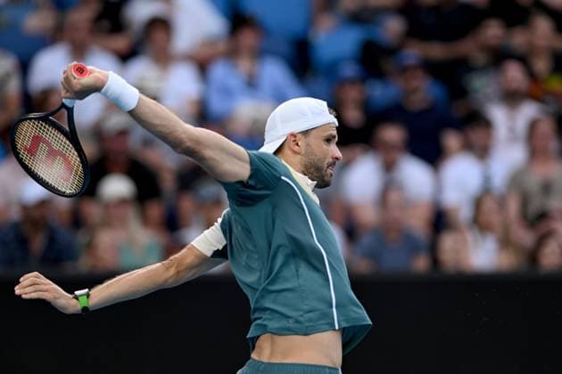 TENNIS AUSTRALIAN OPEN, Grigor Dimitrov of Bulgaria in action during his round 3 match against Nuno Borges from Portugal on Day 7 of the 2024 Australian Open at Melbourne Park in Melbourne, Saturday, January 20, 2024. ( NO ARCHIVING, EDITORIAL USE ONLY, NO USE IN BOOKS WITHOUT CONSENT MELBOURNE VICTORIA AUSTRALIA  Copyright: xLUKASxCOCHx 20240120001891296420