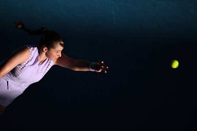 Jelena Ostapenko (LAT) during her third round match Australian Open, Day Seven, Tennis, Melbourne Park, Melbourne, Australia - 20 Jan 2024  Copyright: xJamesxGourley Shutterstockx 14306286bu