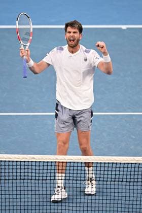 Cameron Norrie (GBR) celebrates winning his third round match Australian Open, Day Seven, Tennis, Melbourne Park, Melbourne, Australia - 20 Jan 2024  Copyright: xJamesxGourley Shutterstockx 14306286fj