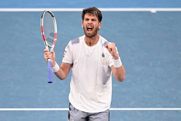 Cameron Norrie (GBR) celebrates winning his third round match Australian Open, Day Seven, Tennis, Melbourne Park, Melbourne, Australia - 20 Jan 2024  Copyright: xJamesxGourley Shutterstockx 14306286fg