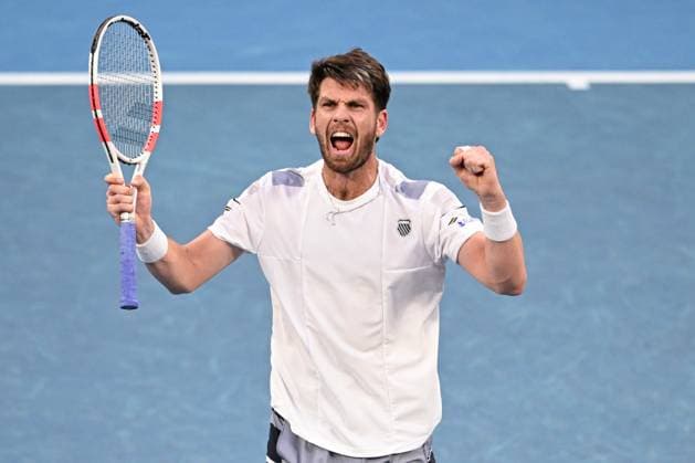 Cameron Norrie (GBR) celebrates winning his third round match Australian Open, Day Seven, Tennis, Melbourne Park, Melbourne, Australia - 20 Jan 2024  Copyright: xJamesxGourley Shutterstockx 14306286ff