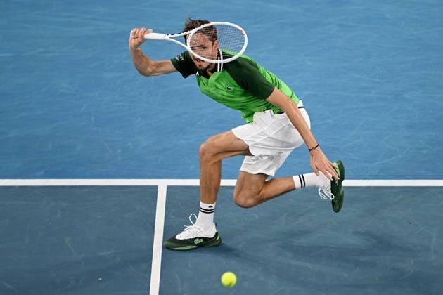 TENNIS AUSTRALIAN OPEN, Daniil Medvedev of Russia reacts during his 3rd round match against Felix Auger-Aliassime of Canada on Day 7 of the 2024 Australian Open at Melbourne Park in Melbourne, Saturday, January 20, 2024. ( NO ARCHIVING, EDITORIAL USE ONLY, NO USE IN BOOKS WITHOUT CONSENT MELBOURNE VICTORIA AUSTRALIA  Copyright: xLUKASxCOCHx 20240120001891302031