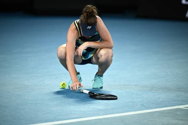 TENNIS AUSTRALIAN OPEN, Linda Noskova of Czech Republic celebrfates match point in her 3rd round defeat of Iga Swiatek of Poland on Day 7 of the 2024 Australian Open at Melbourne Park in Melbourne, Saturday, January 20, 2024. ( NO ARCHIVING, EDITORIAL USE ONLY, NO USE IN BOOKS WITHOUT CONSENT MELBOURNE VICTORIA AUSTRALIA  Copyright: xJOELxCARRETTx 20240120001891311801