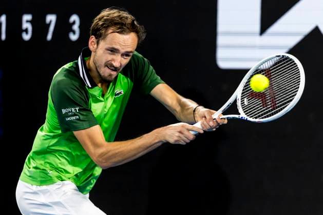 MELBOURNE, VIC - JANUARY 20: Daniil Medvedev of Russia in action during the 3rd round of the 2024 Australian Open on January 20 2024, at Melbourne Park in Melbourne, Australia. (Photo by Jason Heidrich Icon Sportswire) TENNIS: JAN 20 Australian Open EDITORIAL USE ONLY Icon240120284