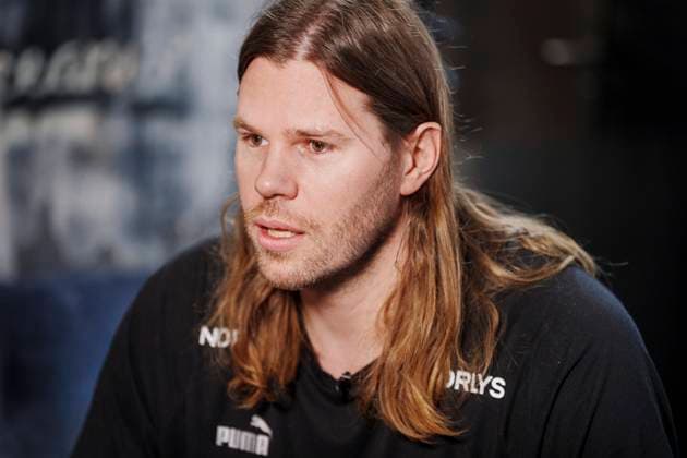 Denmark s Mikkel Hansen at the team s press conference at the players hotel during the EHF 2024 Mens European Handball Championship in Hamburg, Germany, Saturday January 20, 2024 , Hamburg Germany  Copyright: Ritzau Scanpix LiselottexSabroex spdk20240120-130456-L